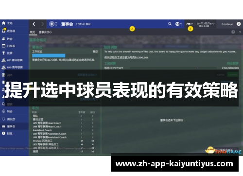 提升选中球员表现的有效策略